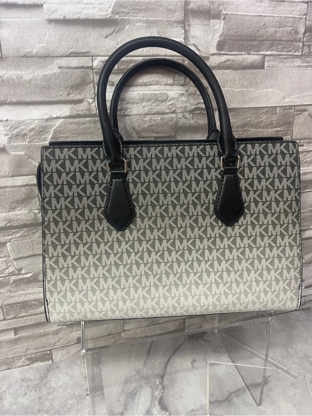 Michael Kors Sheila Medium Signature Logo Satchel & Matching Wallet Black Ombre - Picture 8 of 12